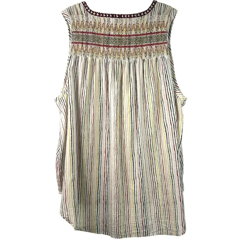 Sundance Women's Tunic Tank Top Rainbow Multicolor Floral Embroidered Size XL - Picture 2 of 16